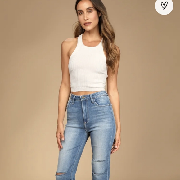 Just Black Chill Take Medium Wash High-Rise Distressed Straight Leg Jeans - Picture 2 of 8